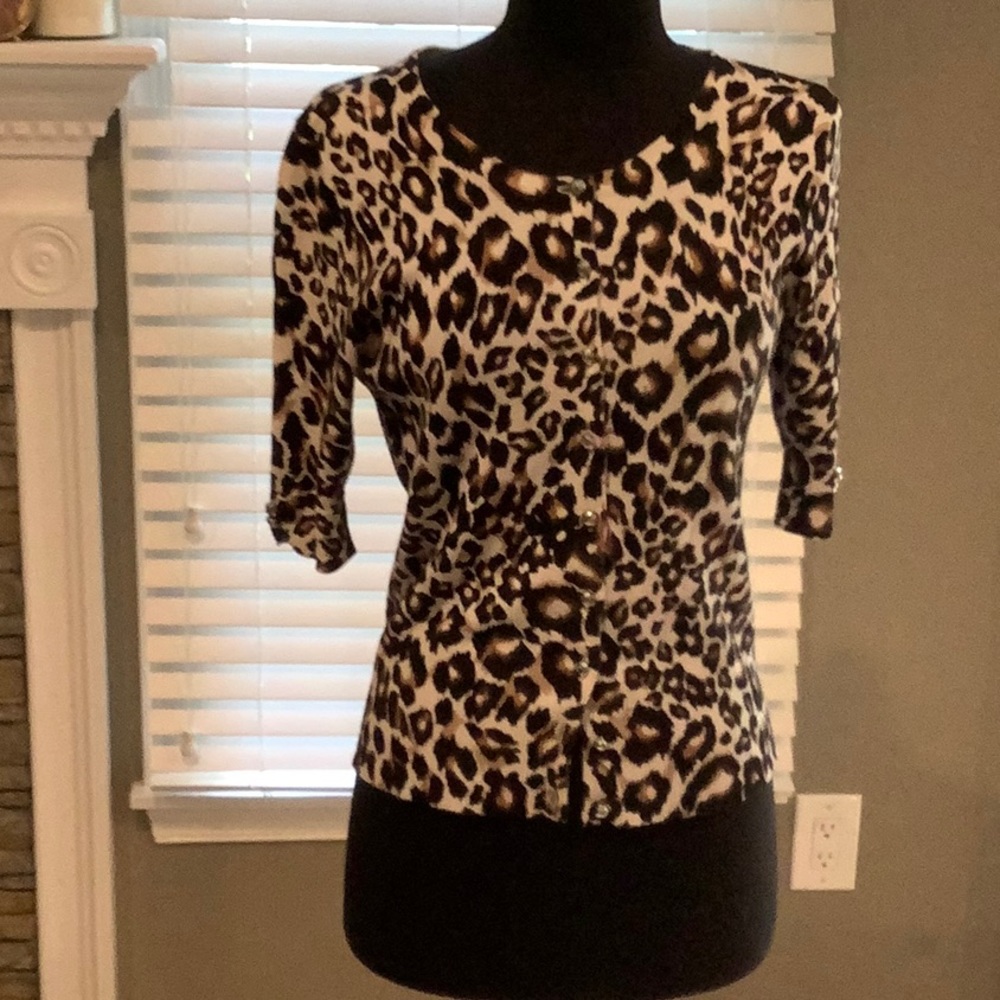 Size S Leopard Print 3/4 sleeve cardigan